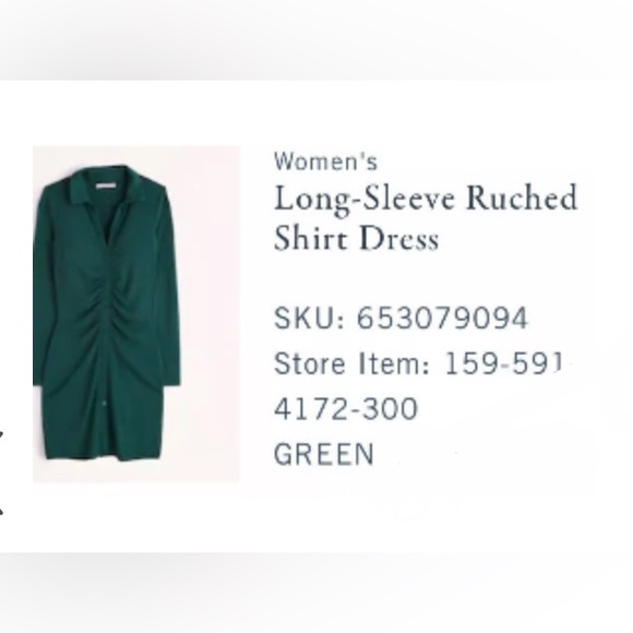 NWT Abercrombie & Fitch Long Sleeve Ruched Shirt Dress - Small - Picture 4 of 5